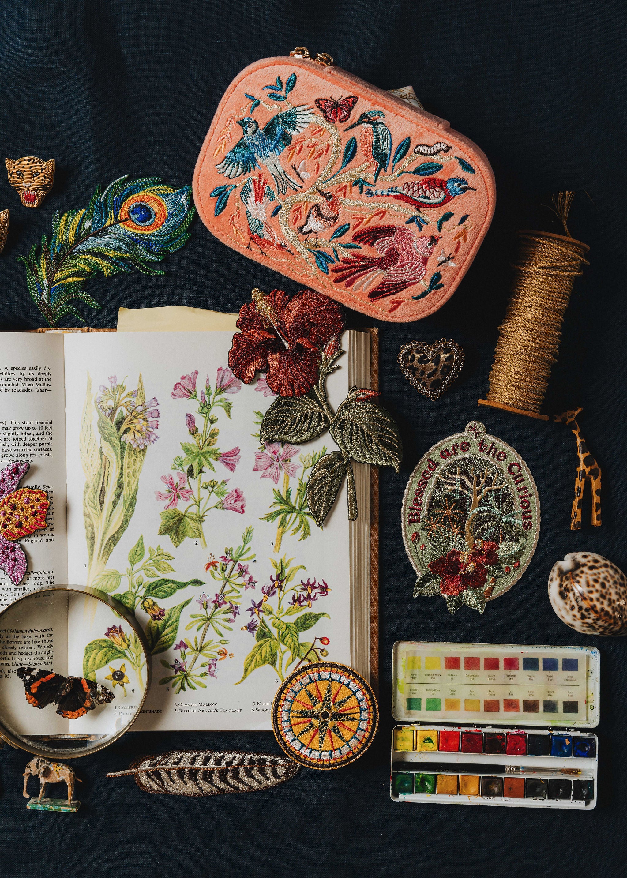 The Birds of Paradise Box - Embroidered Jewellery Box 