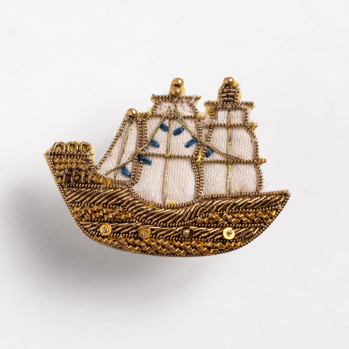 The Golden Galleon Hand Embroidered Brooch 