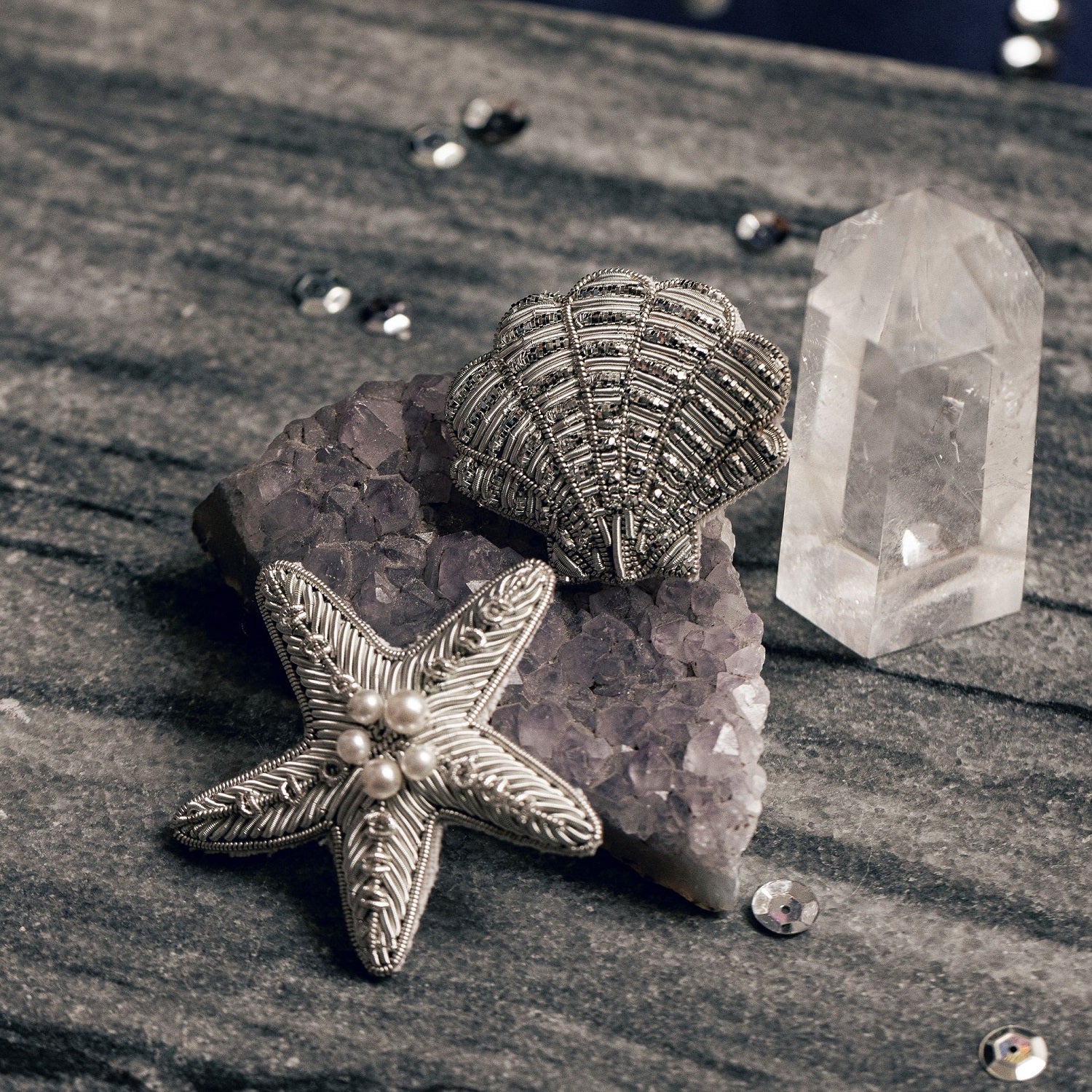 The Silver Collection - Hand Embroidered Brooches