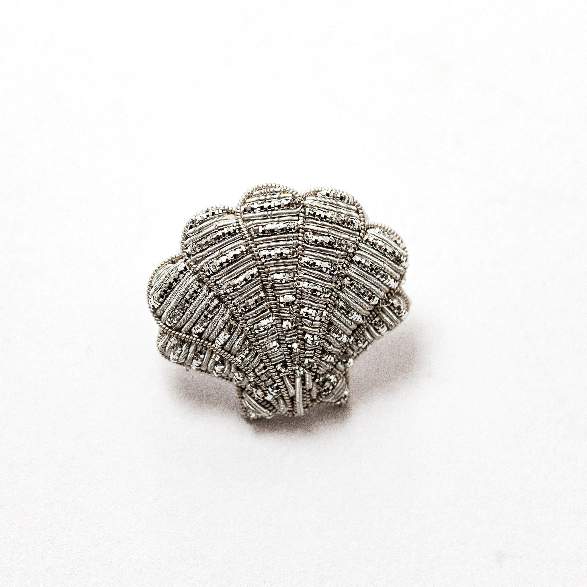 The Silver Collection - The Hand Embroidered Clam Brooch