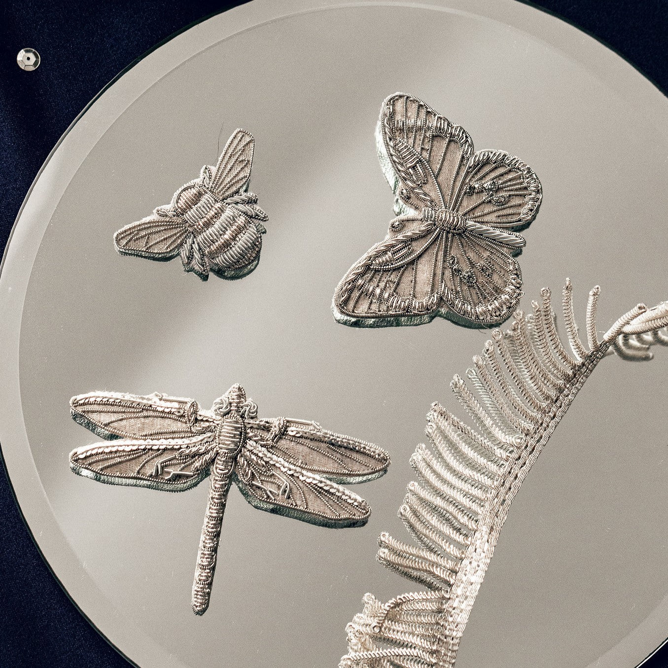 The Silver Collection Hand Embroidered Insect Brooches