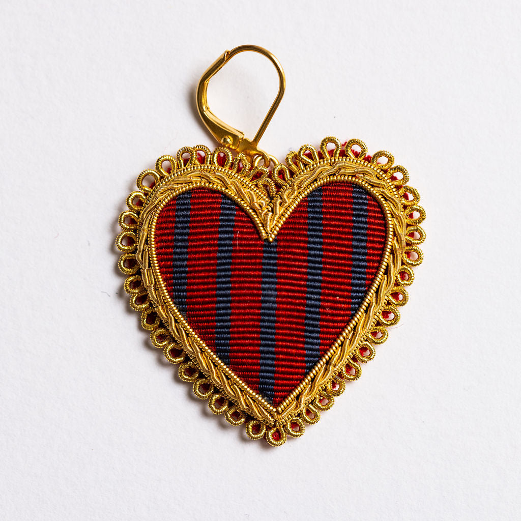 The Striped Heart Earrings (8707172729091) (8707180822787)