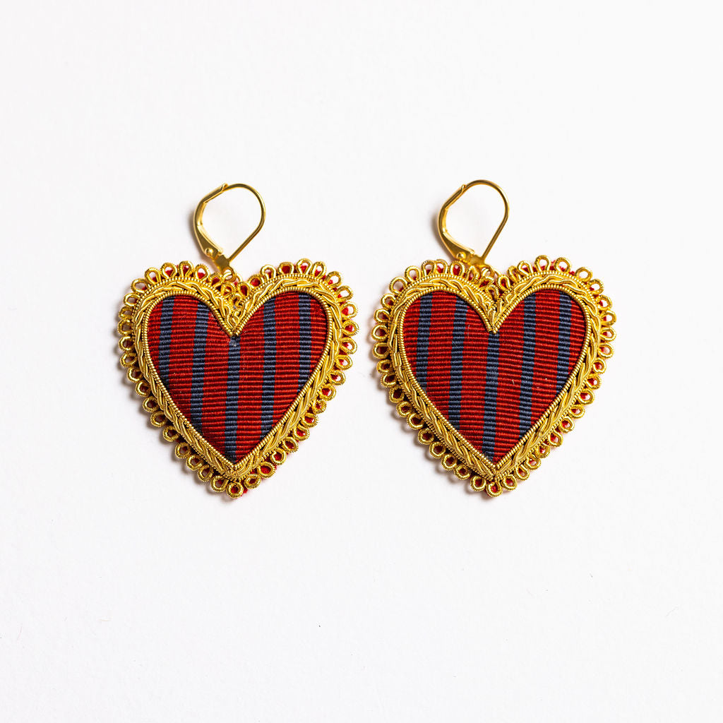 The Striped Heart Earrings (8707172729091) (8707180822787)