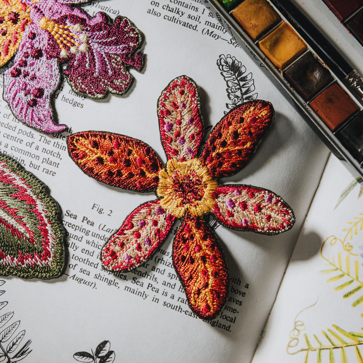 Tropical Flora Embroidered Patch Set 