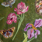 Tulip Flower Embroidered Patch - Embroidered patches of flowers and butterflies on a green background