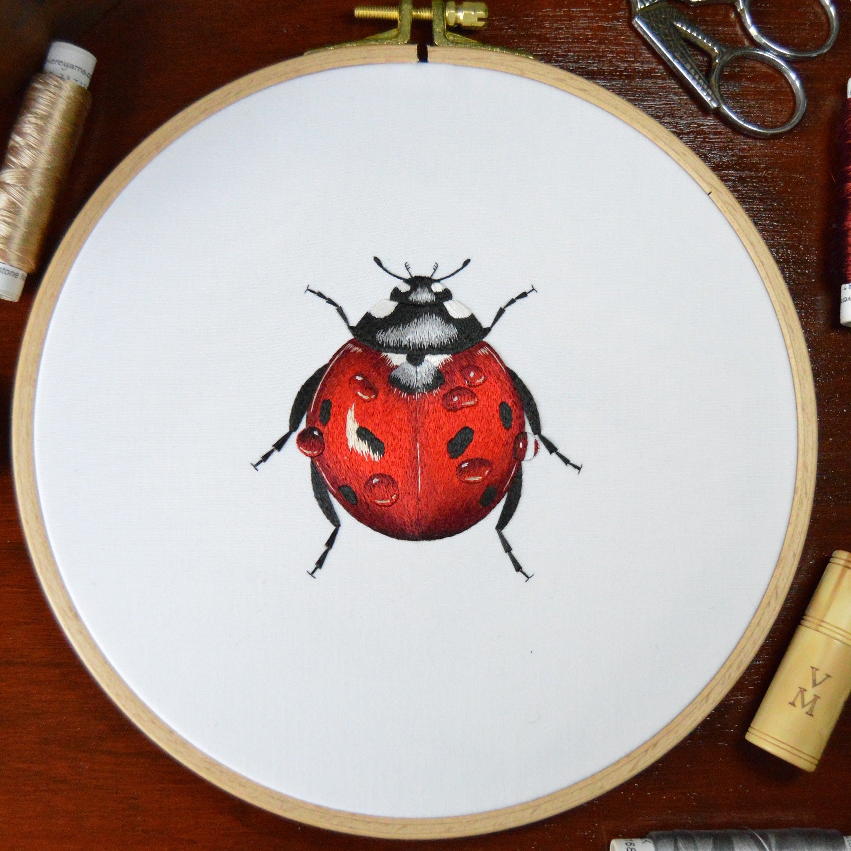Victoria Matthewson Guest Tutor Hand Embroidery Course 'Silk Shading Ladybird'