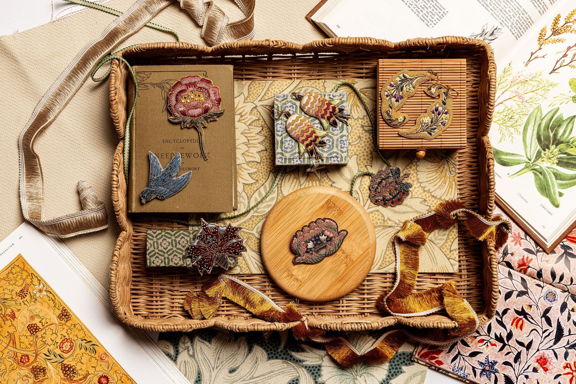 William Morris Hand Embroidered Fashion Accessories