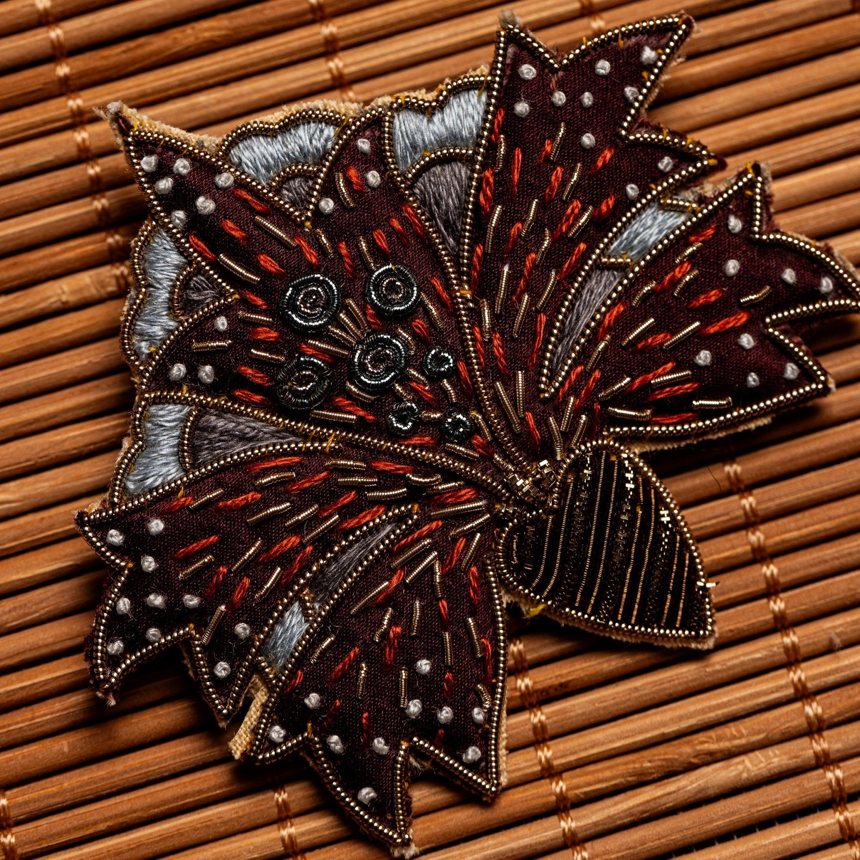 William Morris Hand Embroidered Goldwork Brooch