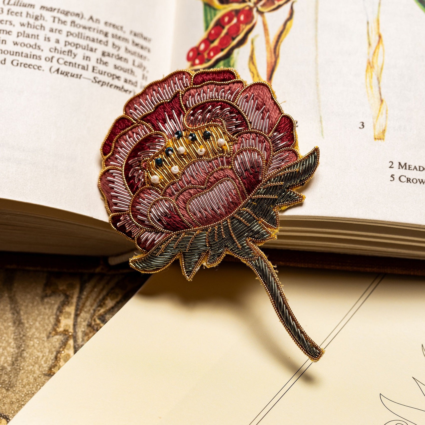 William Morris Hand Embroidered Goldwork Brooch