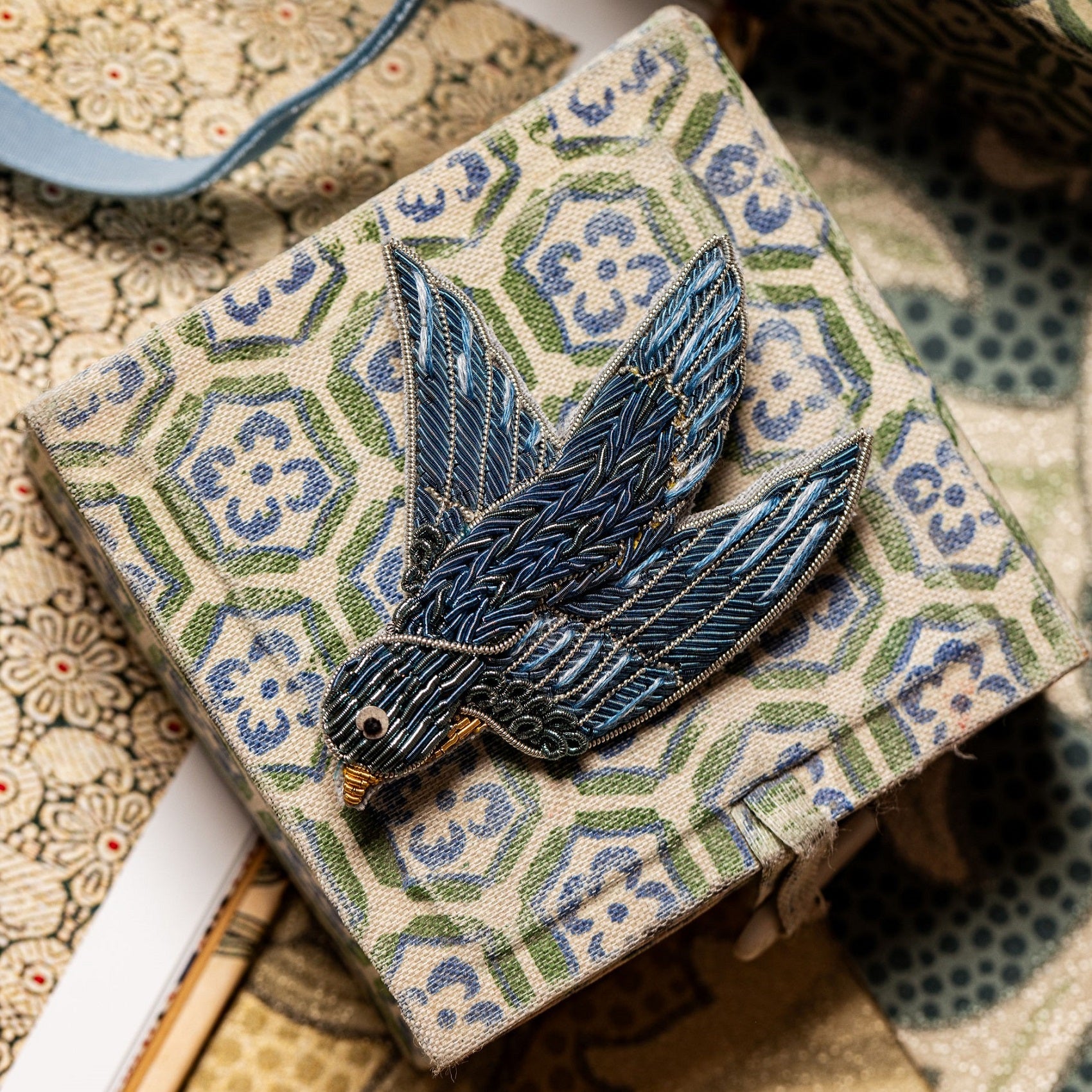 William Morris Hand Embroidered Goldwork Brooch