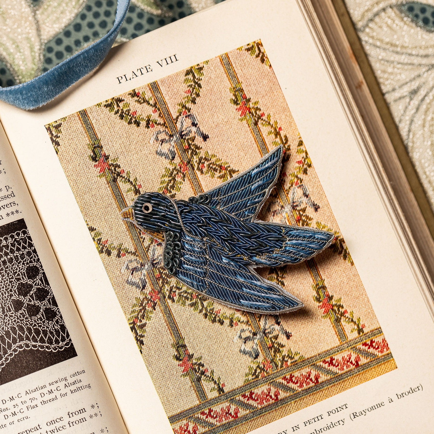 William Morris Hand Embroidered Goldwork Brooch