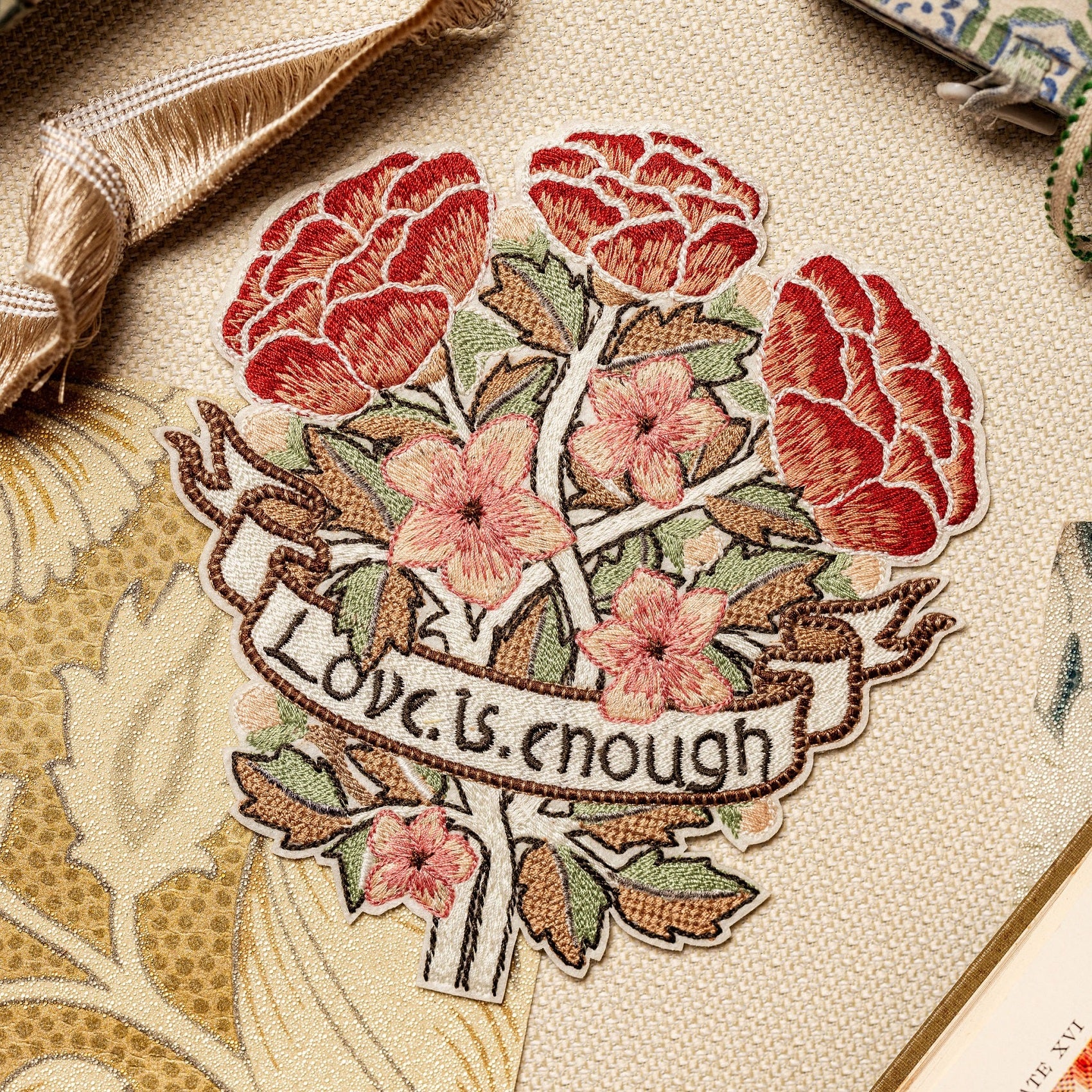 William Morris Machine Embroidered Iron on Patch