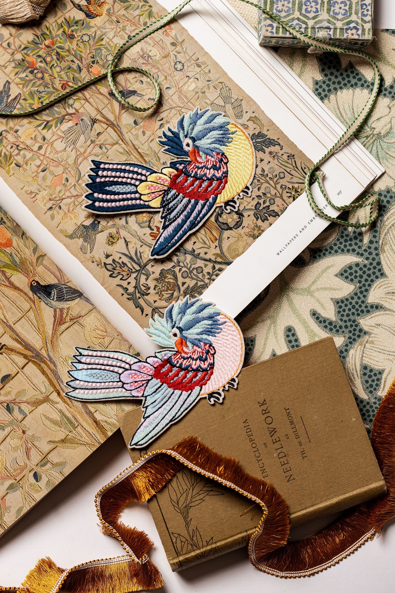 William Morris Machine Embroidered Iron on Patches