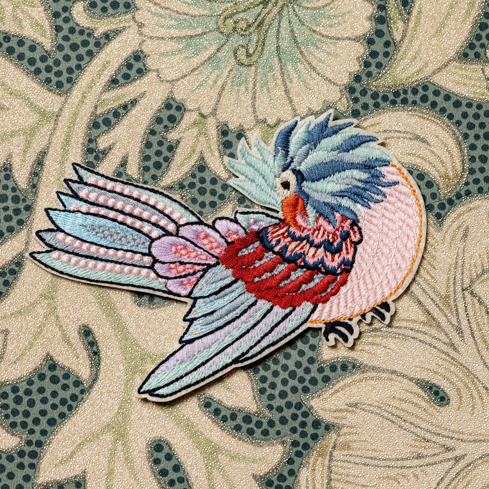 William Morris Machine Embroidered Iron on Patch