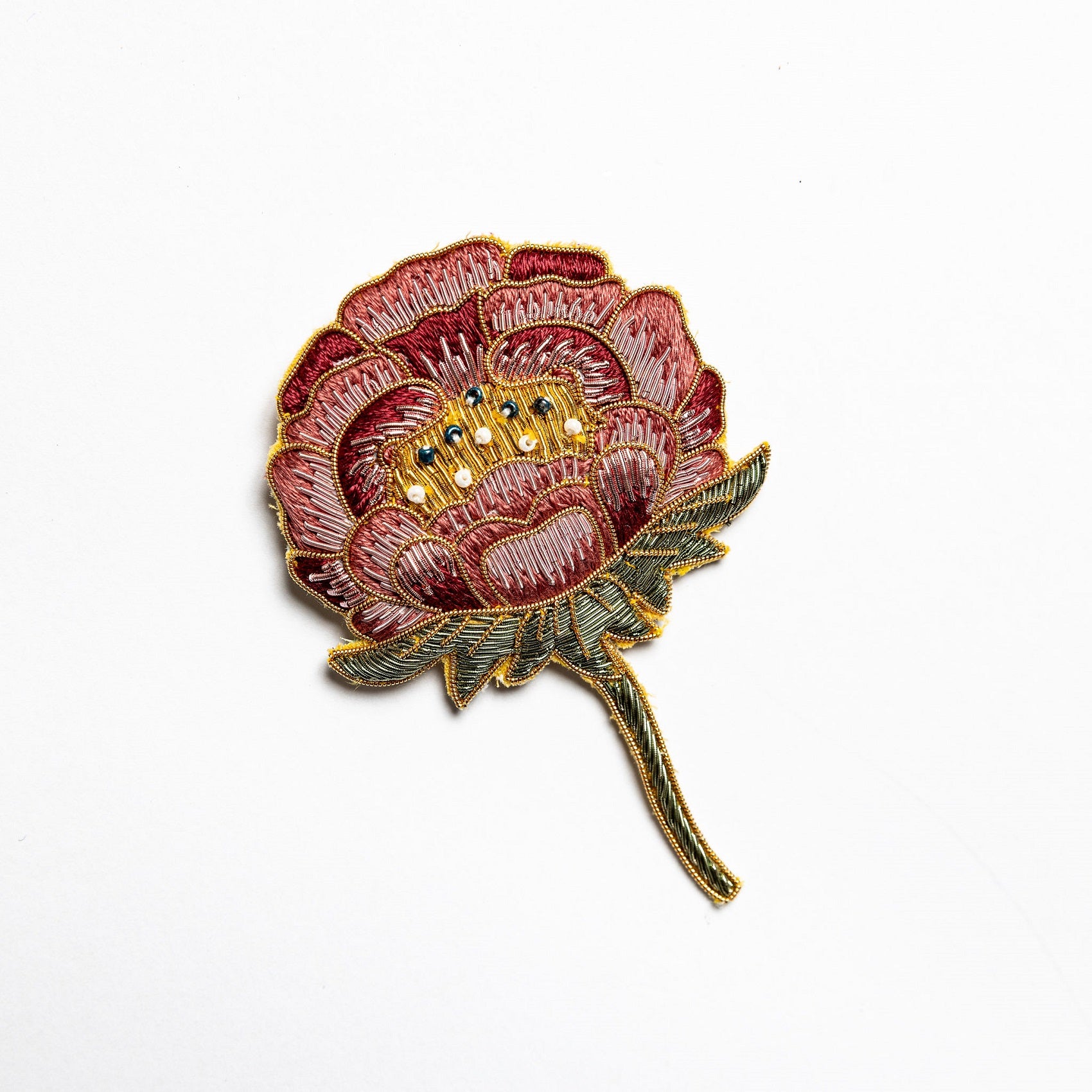 William Morris Hand Embroidered Goldwork Brooch