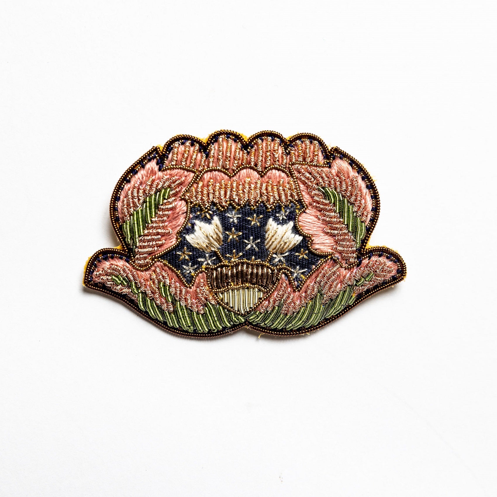 William Morris Hand Embroidered Goldwork Brooch