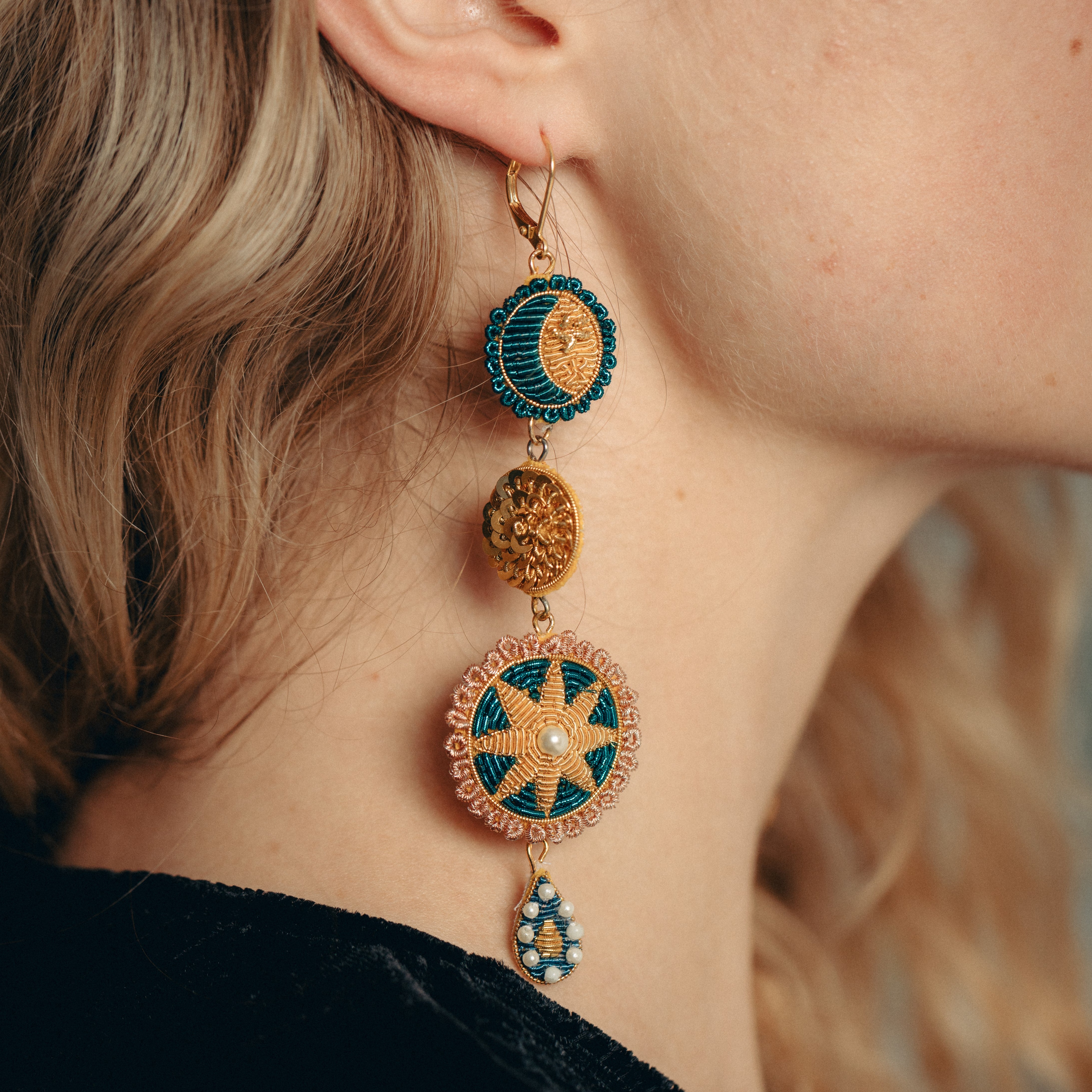 Gold Cosmic Charm Earrings (14746786627962)