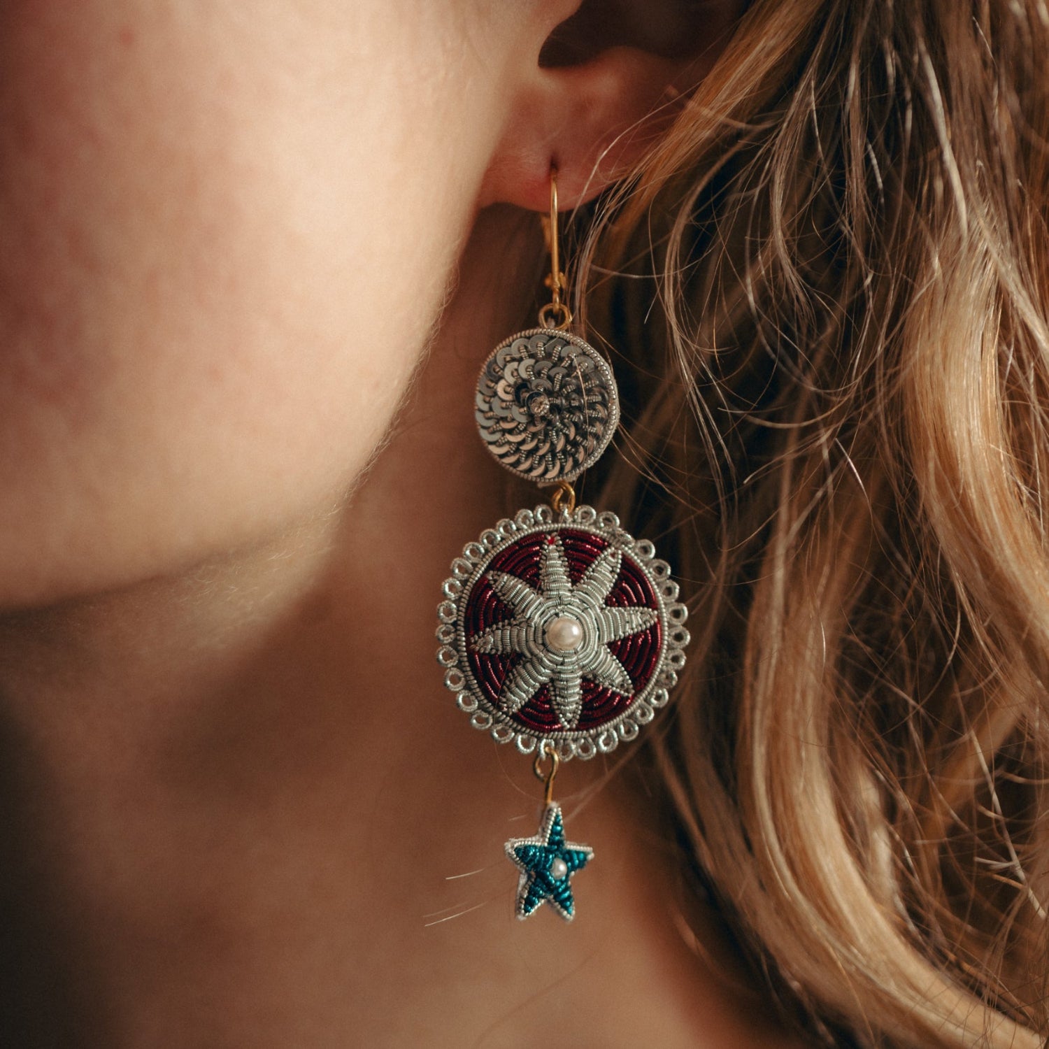 Short Silver Cosmic Charm Earrings (14746786955642)