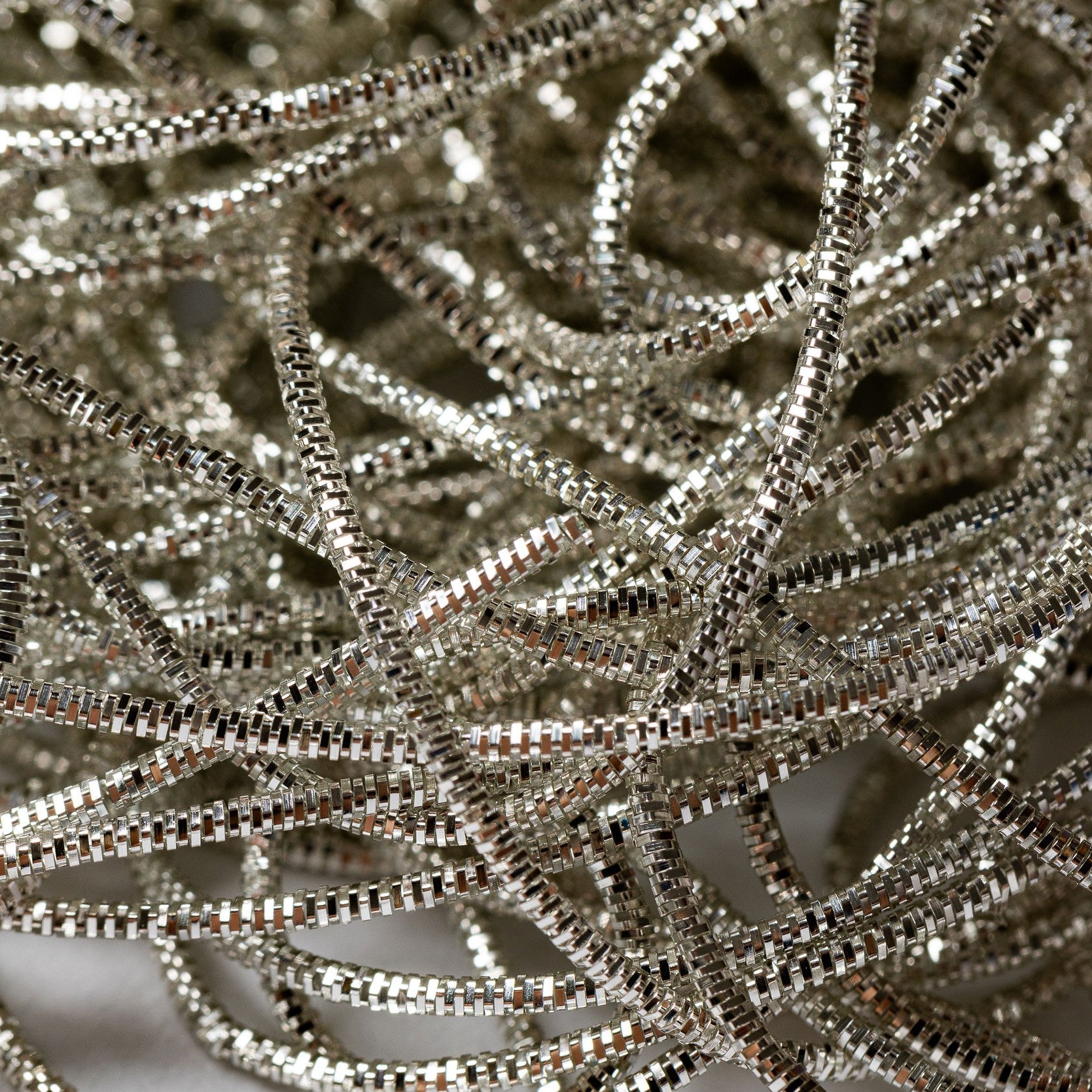 Silver Bright Check Goldwork Embroidery Bullion Close Up