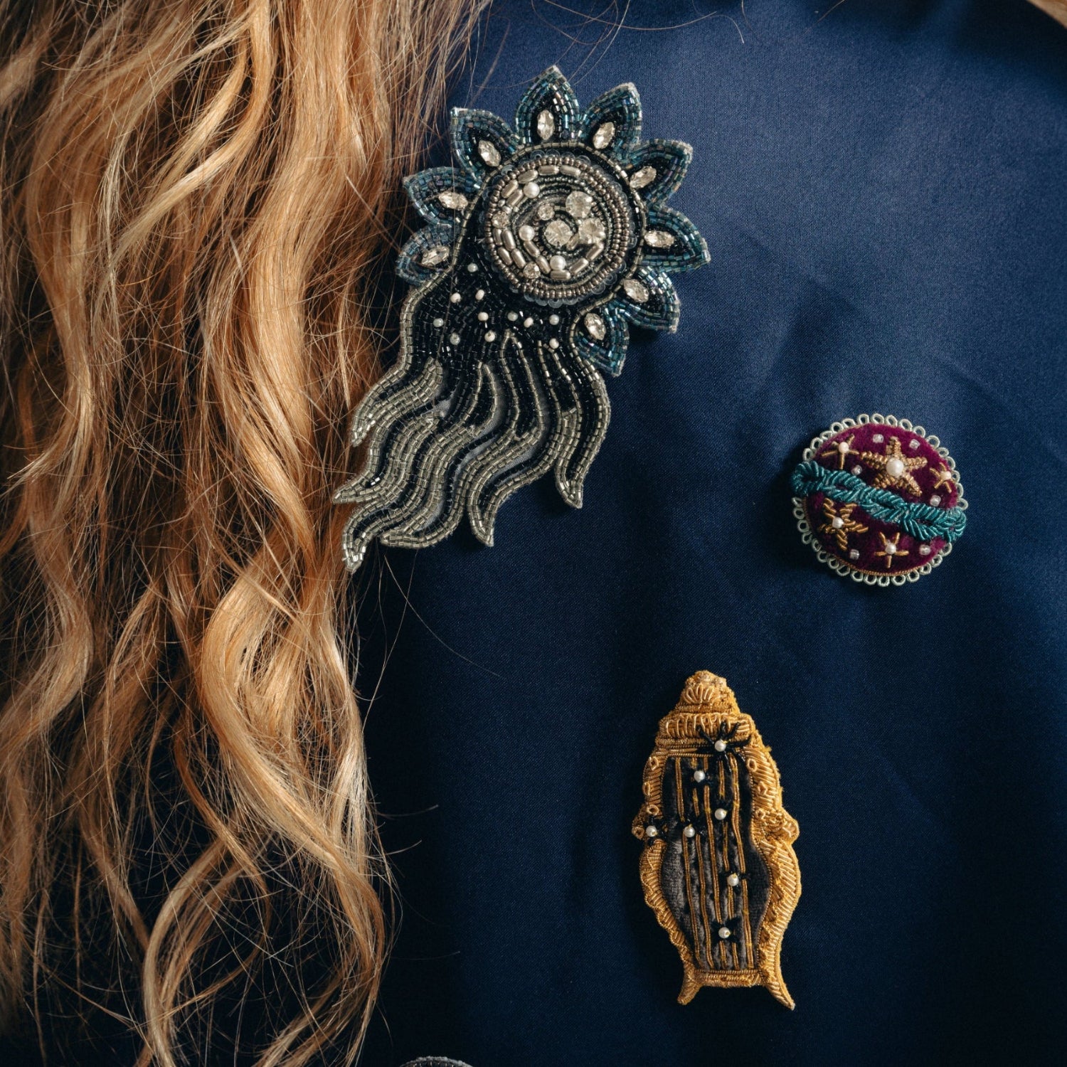 The Celestial Collection Hand Embroidered Brooches