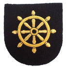 MERCHANT NAVY QUARTER MASTER ARM BADGE - SHIPS WHEEL ON BLACK (4344133451848)