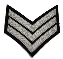 Hand & Lock Military: 3 Bar Chevron Silver on Black - Mess Dress