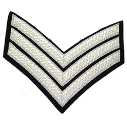 Hand & Lock Military: 3 Bar Chevron Silver on Black - No.1 Dress