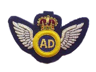 AIR DESPATCH ARM BADGE SILVER WINGS NO.1 ON NAVY 