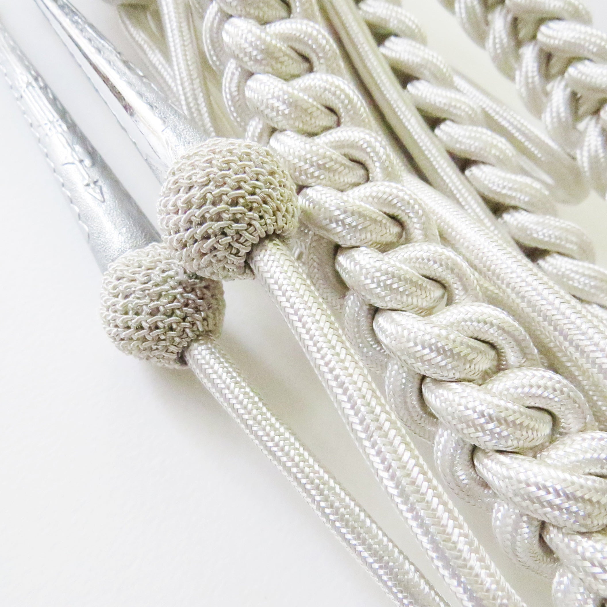 Hand & Lock Military: Silver Aiguillette with Tags and Netted Tags