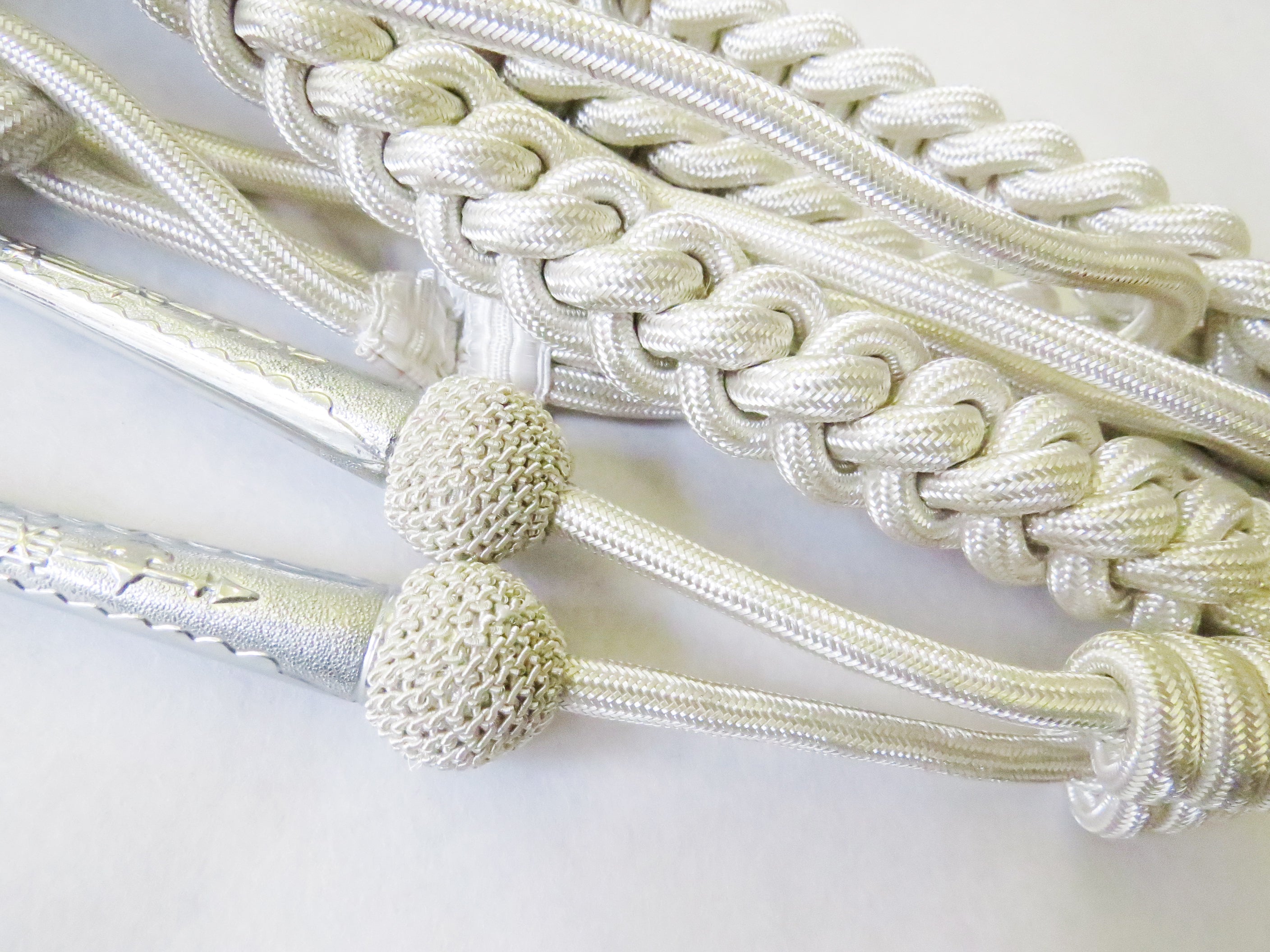 Hand & Lock Military: Silver Aiguillette with Tags and Netted Tags