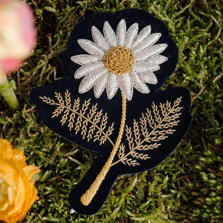 Silver Daisy Goldwork Patch (8048071508227)