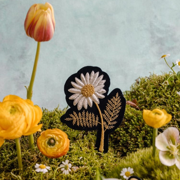 Silver Daisy Goldwork Patch (8048071508227)